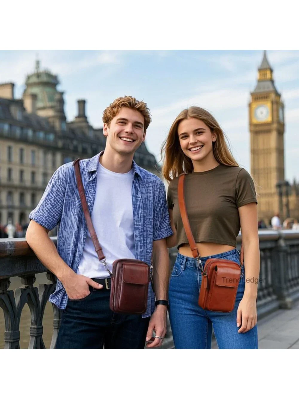 Genuine Leather Crossbody Bag Small Messenger Purse Adjustable Strap